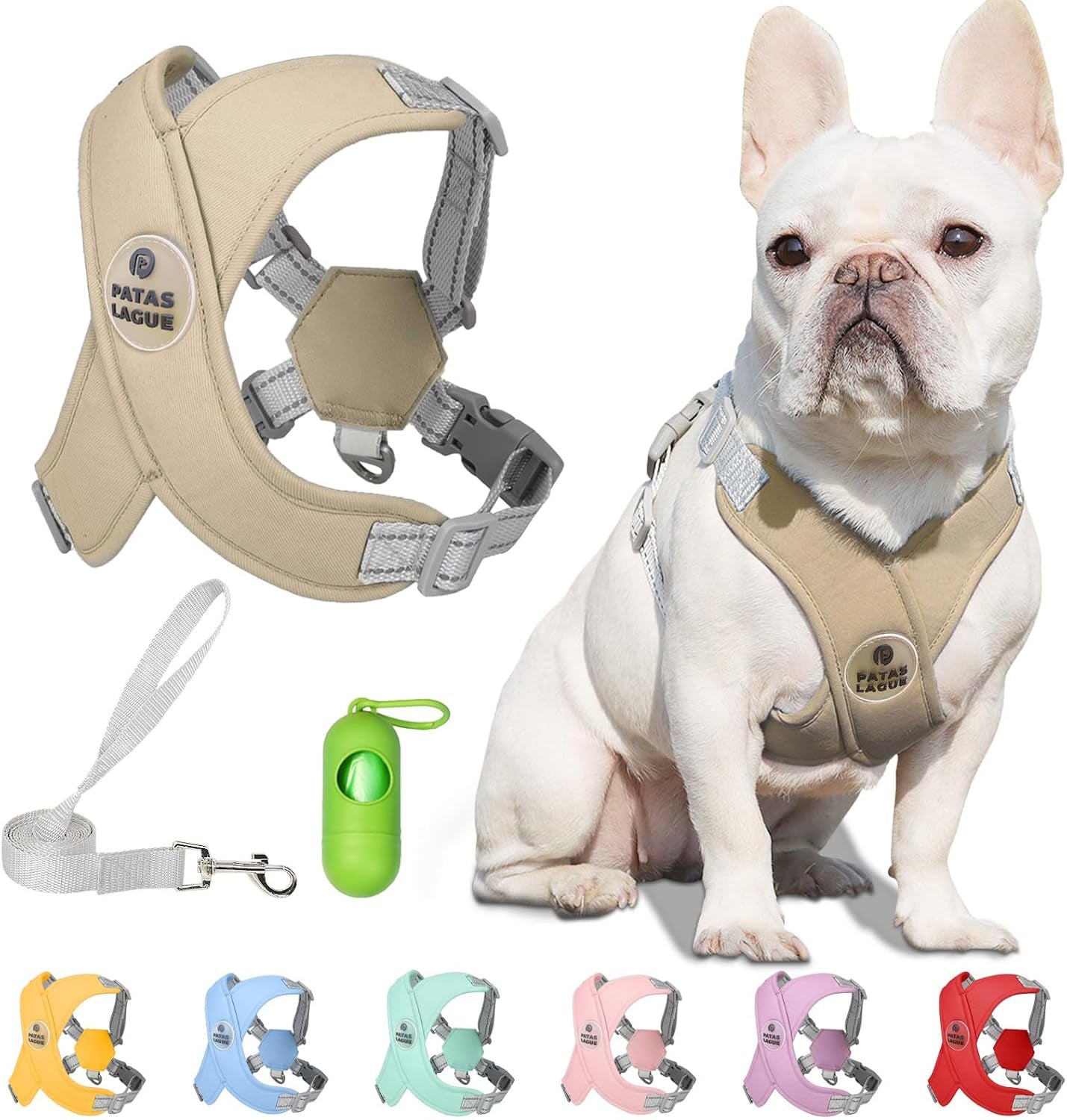 patas-lague-dog-harness-with-leash-set-adjustable-soft-padded-step-in-dog-vest-no-choke-no-pull-reflective-for-small-medium-pets-with-poop-bags-and-dispenser-solid-and-no-chew-pink-m