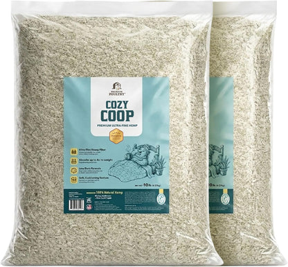 Cozy Coop, Siftable No Dust Hemp Bedding, 10Lb, Made in USA | Super Fine, Low Dust & Highly Absorbent, Reduces Coop Odor, Ideal for Deep Litter, Nesting Boxes & Brooders10