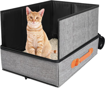 Travel Litter Box for Cats Carrier Poop Tray Zipper Housebreaking | Waterproof Portable Cat Box Indoor Outdoor Travel Car Camping Hotel Corner Housebreaking1