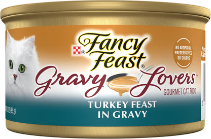 Purina Fancy Feast Gravy Lovers Turkey Feast Grilled Gourmet Cat Food in Wet Cat Food Gravy - (Pack of 24) 3 Oz. Cans1