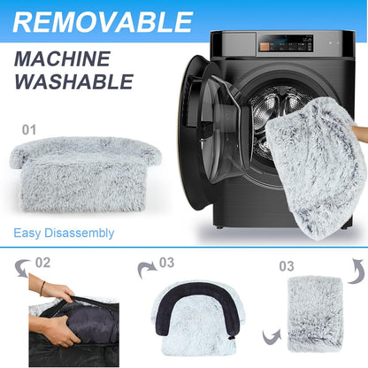 Luxurious Dog Couch Bed Protector for Dogs Pet Couch Cover Dog Sofa Beds(M) | Removable Fluffy Plush Dog Couch Bed Washable, Calming Dog Sofa Beds, Waterproof Couch Protector, Pet Beds Mats for Couch(L)4