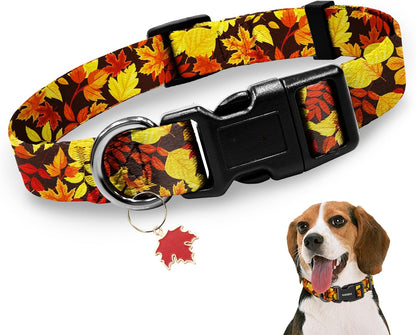 Kazazoo Dog Collar Cute and Soft Nylon Puppy Collar Girl Dogs, Adjustable Purple Dog Collars for Medium Dogs, Purple Flowers-M16