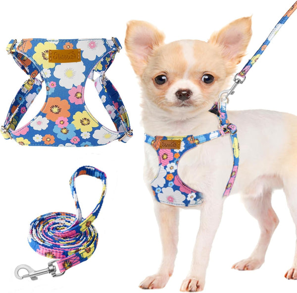 Lukovee No Pull Puppy Harness and Leash Set - Adjustable Lightweight Soft Suede Pet Harness Vest, with Snap Buckle & 51In Leash for Small Medium Dogs (Pink Rose, XXS)13