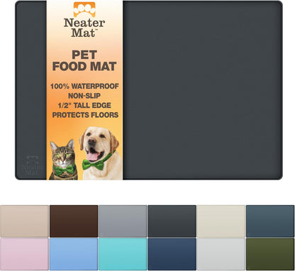 Neater Pet Brands Neater Mat Pet Mats for Food and Water, Cat & Dog Bowl Mat Waterproof Silicone, Feeding Tray, Dog Food Mats for Floors, Placemat W/Raised Edge for under Bowls, 16” X 10”, Cappuccino12