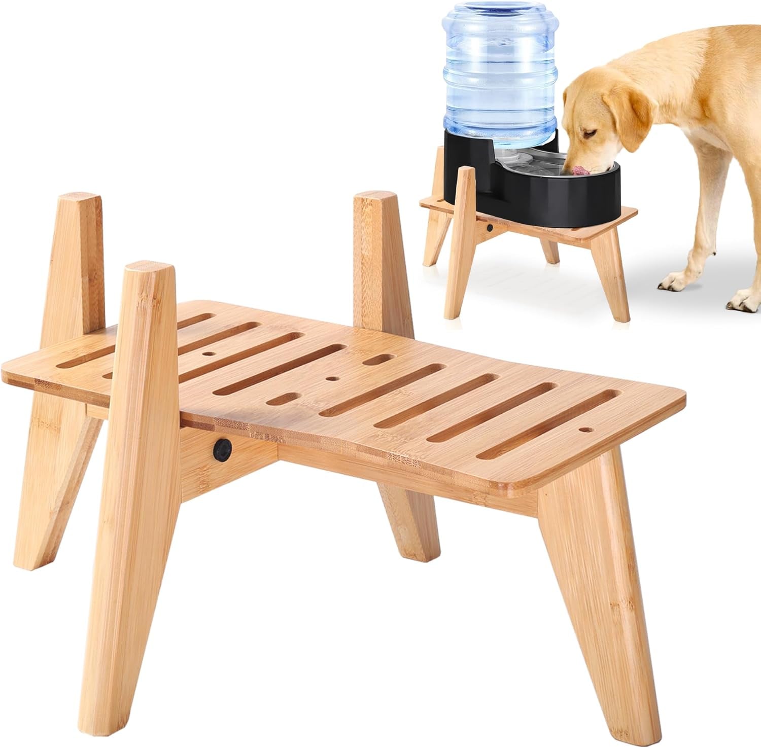 dog-water-and-food-dispenser-stand-for-medium-dogs-adjustable-bamboo-use-to-elevate-raise-hold-gravity-or-automatic-food-feeders-and-water-bowl-dispensers-medium