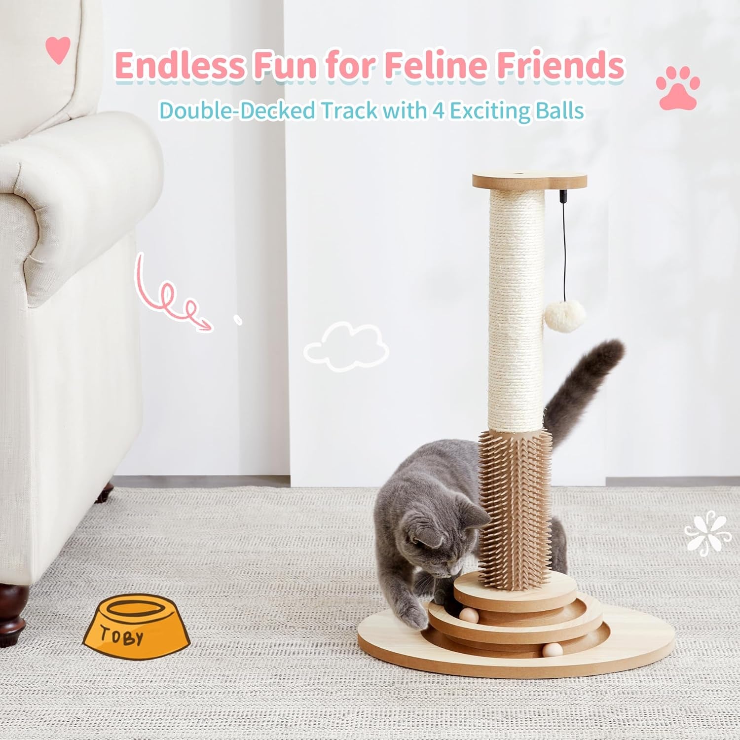 made4pets-cat-scratching-post-for-indoor-cats-with-self-groomer-23-cat-scratcher-with-natural-sisal-rope-stable-base-and-interactive-ball-track-cat-toys-for-kittens-and-small-indoor-cats