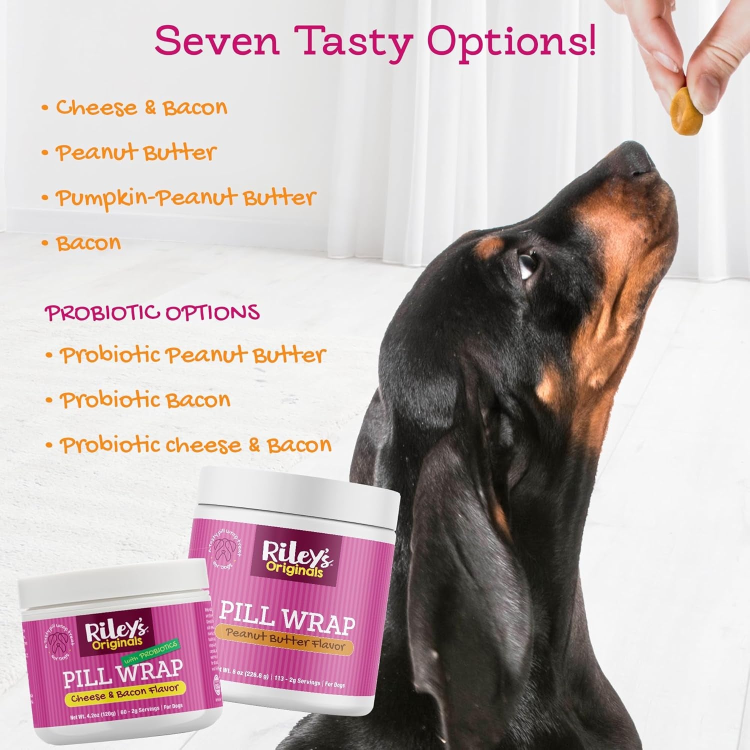 rileys-pill-wrap-for-dogs-cheese-bacon-pill-paste-for-dogs-4-2oz-wrap-capsules-tablets-in-a-tasty-pocket-or-pouch-to-mask-the-taste-flavored-treat-paste-for-easy-medication-time