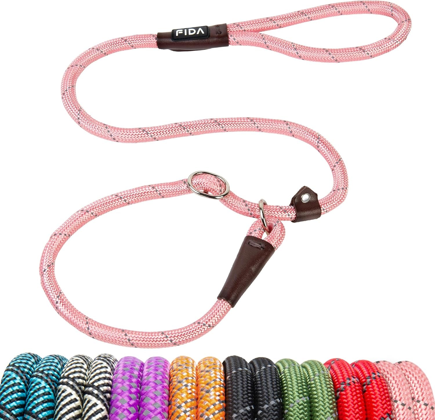 fida-durable-slip-lead-dog-leash-6-ft-x-1-2-heavy-duty-dog-loop-leashes-comfortable-strong-rope-slip-leash-for-large-medium-dogs-no-pull-pet-training-lead-with-highly-reflective1-2-black