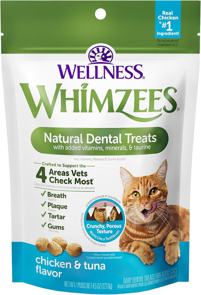 Wellness WHIMZEES Cat Dental Treats, Freshens Breath, Chicken and Salmon Flavor, 4.5 Oz Bag15