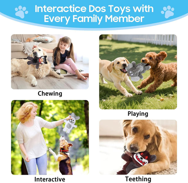 Bzonsmart Dog Squeaky Toys Plush Chew Toys for Small Medium Large Dogs | Double Sound |Non-Toxic Soft Plush |Double-Layer Reinforced Sewing| Suitable for Interactive.Playing, Chewing &Teething6