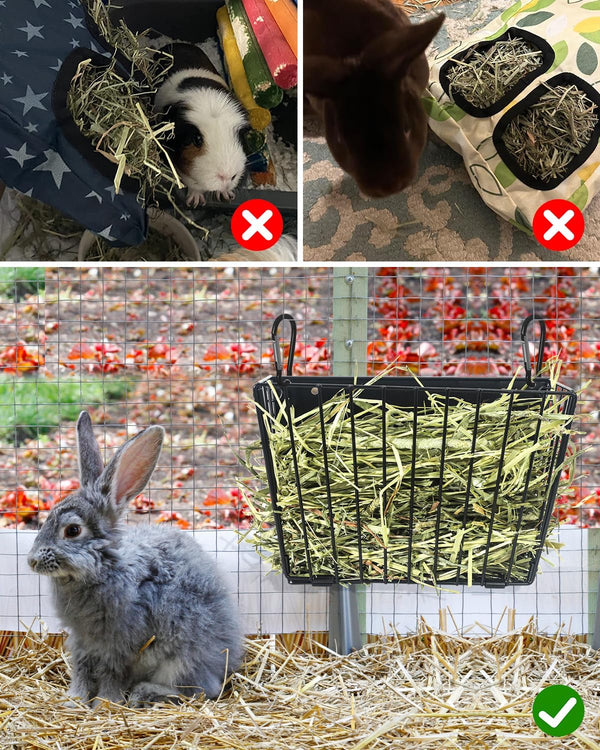 X Large Rabbit Hay Feeder Guinea Pig Hay Feeder Metal Frame Bunny Hay Holder Guinea Pig Hay Holder for Bunny, Guinea Pigs, Chinchillas, Small Animals (1 Pack)6