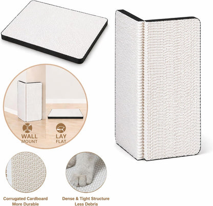 Cat Scratcher Pads, Foldable Cardboard for Corner Walls 17″Lx13″Wx0.78″H Scratching Post for Indoor Cats (White,Medium)4