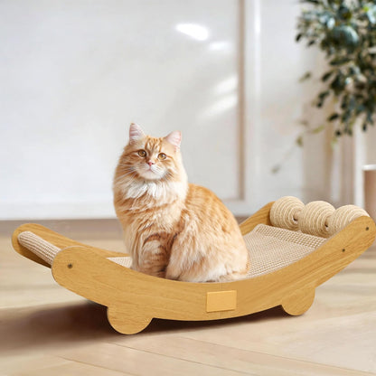 DWCN 3-In-1 Large Cat Scratcher Bed Hammock Lounge Scratching Post Scratch Pad with 3 Natural Sisal Balls - Furniture Protector Gift for Indoor Cats1