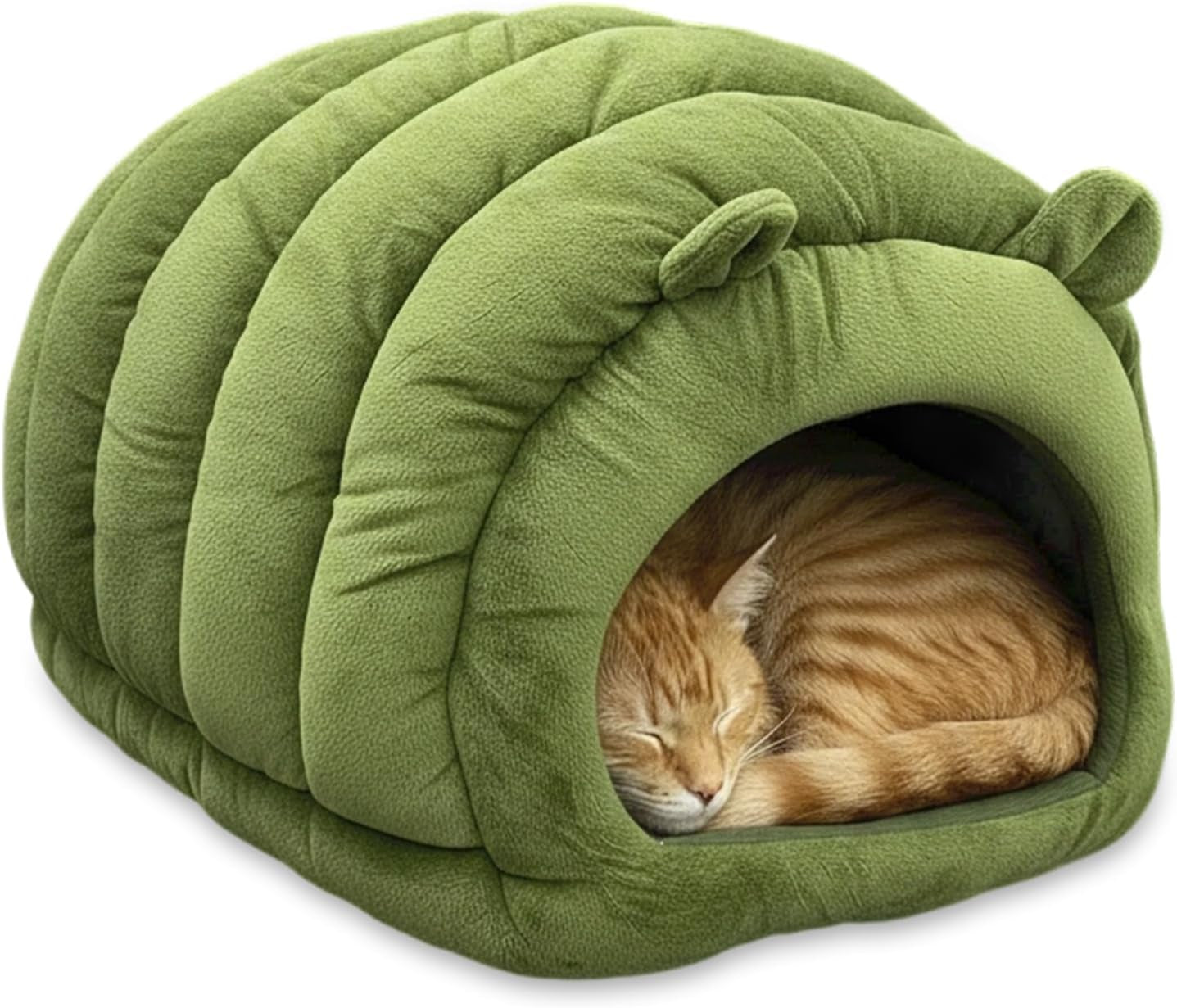 cat-cave-bed-orthopedic-memory-foam-anti-anxiety-cat-bed-for-indoor-cats-cozy-plush-caterpillar-tunnel-cat-bed-non-slip-pet-bed-fits-cats-up-to-15-lbs-green