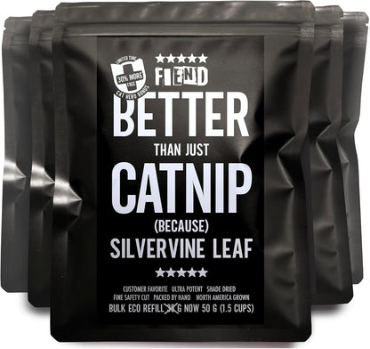 Catnip + Silvervine Safety-Cut Fine Cat Nip + Silver Vine 1.5 Cup (1.8 Oz) | VEGAN Ultra Potent Bulk Rescue Pack - North American - Go Ahead, Create a Monster! Human Food Grade FIEND8