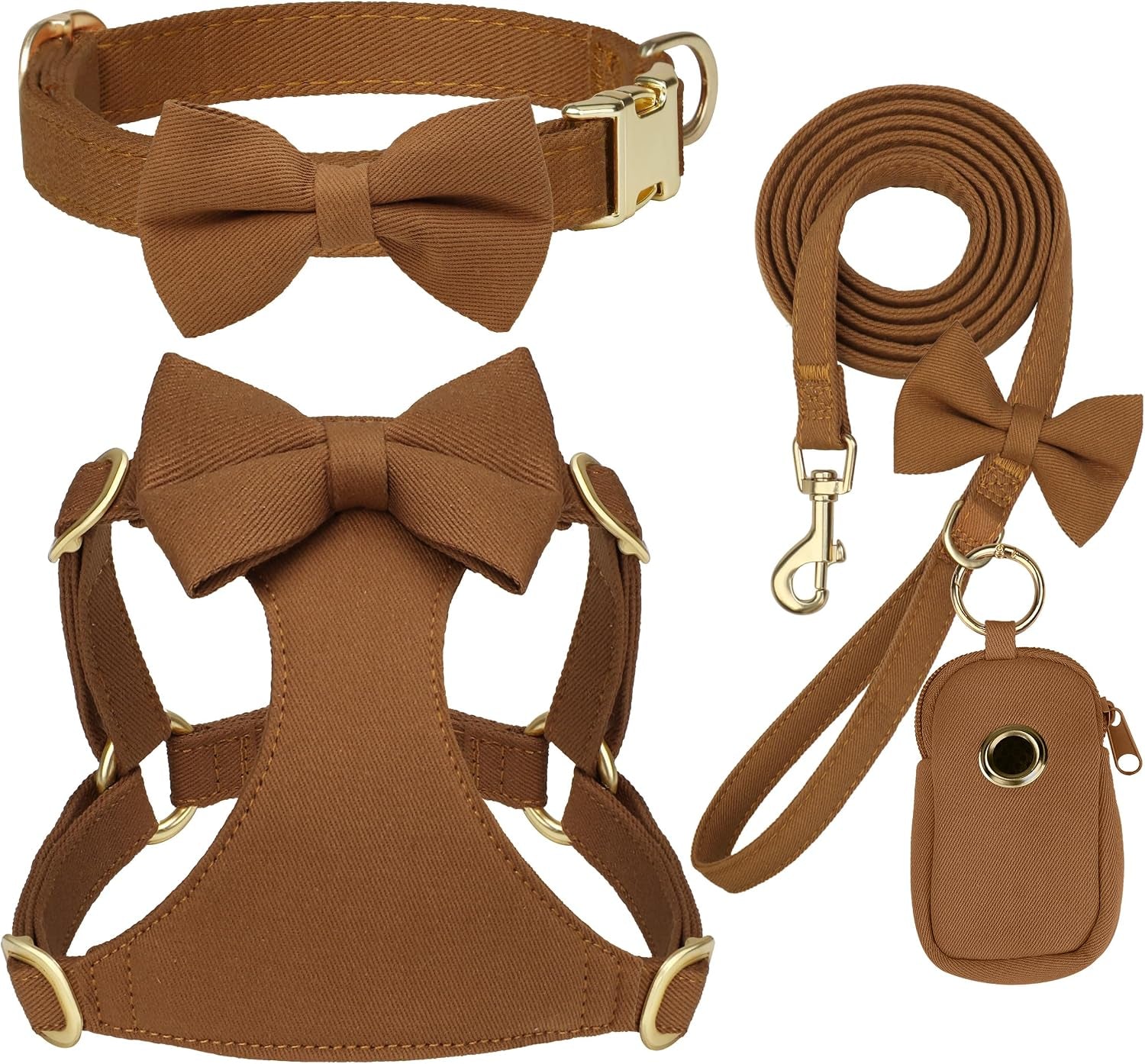 beirui-cute-small-dog-harness-collar-and-leash-set-pink-xxs-chest-12-14-for-small-dogs-puppy-three-detachable-bows-adjustable-step-in-vest-yorkshire-chihuahua-for-daily-walking-holiday-outfits