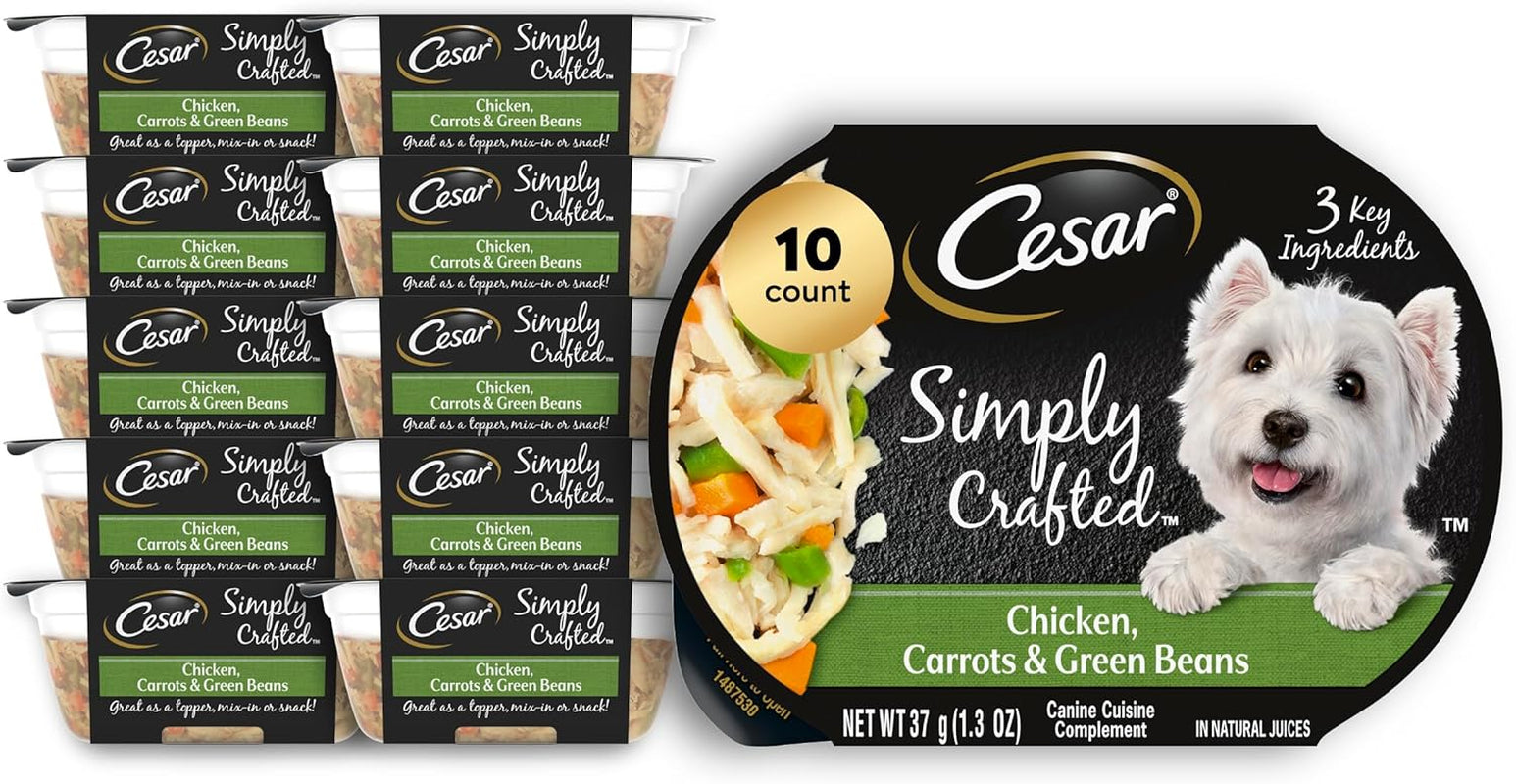 cesar-simply-crafted-wet-dog-food-toppers-chicken-1-3-oz-10-count-real-chicken-1-ingredient-no-by-products-or-artificial-flavors-slow-cooked-easy-to-digest-single-serve-tubs