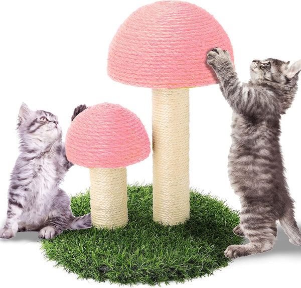 Powerking Cat Scratching Post, Mushroom Claw Scratching Post for Cat, Natural Sisal Cat Scratchers with 3 Mushroom Pole, Cat Interactive Toys11