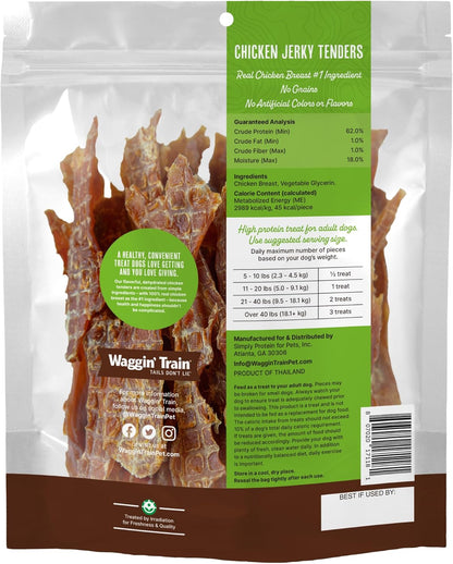Waggin' Train Chicken Jerky Dog Treats, Made with 100% Real Chicken Breasts, Only Two All-Natural Ingredients, Great High Protein Dog Treat, Easily Digestible for Big or Small Dogs, 30 Oz. Pouch2
