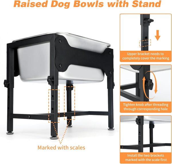 3 Gallon Elevated Dog Water Bowl, Raised Stand for Large Dogs | 4 Adjustable Heights, 9.65-15.16 in Stand, 3 Gallon Bowl, 14 X 10.6 X 5.9 in Size, Indoor Outdoor Use, Easy to Clean6