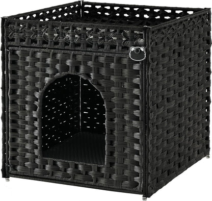 SETVSON Cat Litter Box Enclosure Furniture, Hidden Litter Box with Mat and Fence, Handwoven Rattan Cat House with Two S-Shaped Hooks for Living Room, Bedroom, 18.5 X 20.5 X 19.1 Inches (Natural)13