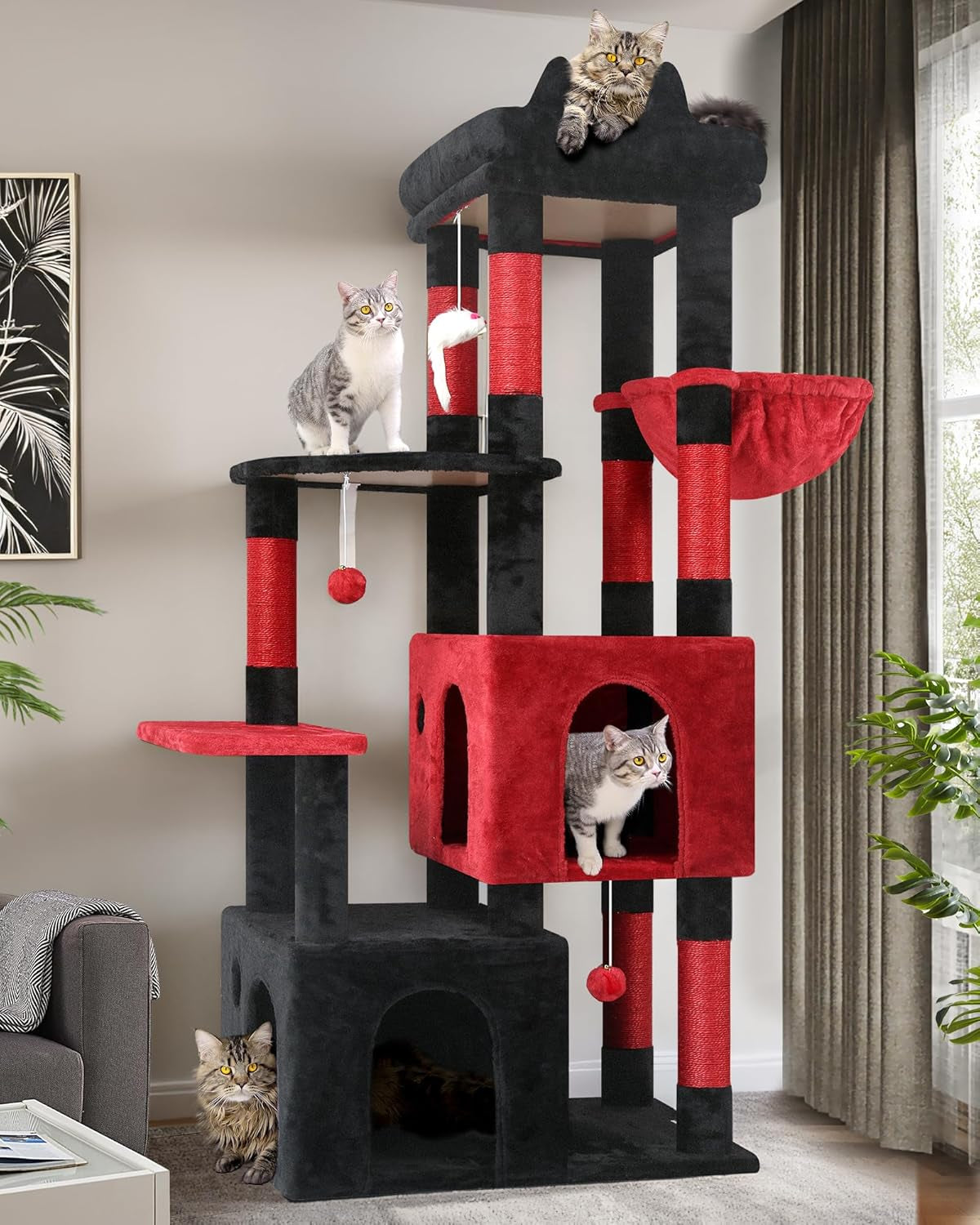 globlazer-cat-tower-for-indoor-cats-heavy-duty-cat-trees-for-large-adult-big-cats-maine-coon-cat-tree-tower-with-scratching-post-extra-large-top-perch-cat-condos-f61-dark-grey-61inch