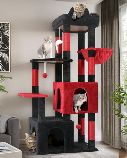 Globlazer Cat Tower for Indoor Cats, Heavy Duty Cat Trees for Large Adult Big Cats Maine Coon Cat Tree Tower with Scratching Post, Extra Large Top Perch, Cat Condos, F61, Dark Grey, 61Inch11