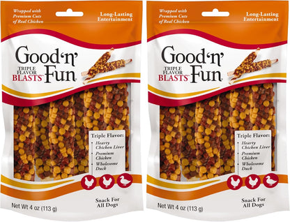 GOOD 'N' FUN Triple Flavor Blasts for All Dogs, 4 Ounces, Treat Your Dog to Long-Lasting Chews Made with Chicken Liver, Chicken & Duck11