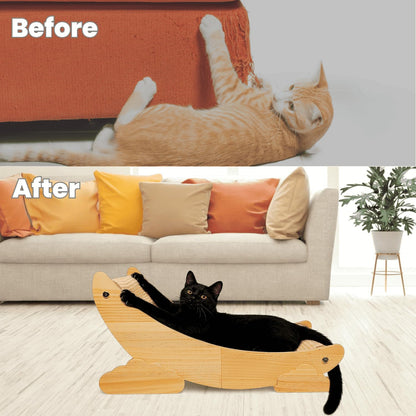 Sisal Cat Scratcher Bed Scratch Chair Aesthetic Cat Lounger Natural Wood Scratch Post Replaceable Sisal Mat with Catnip and Felt Pads,Medium Size(Cloud Edge)4