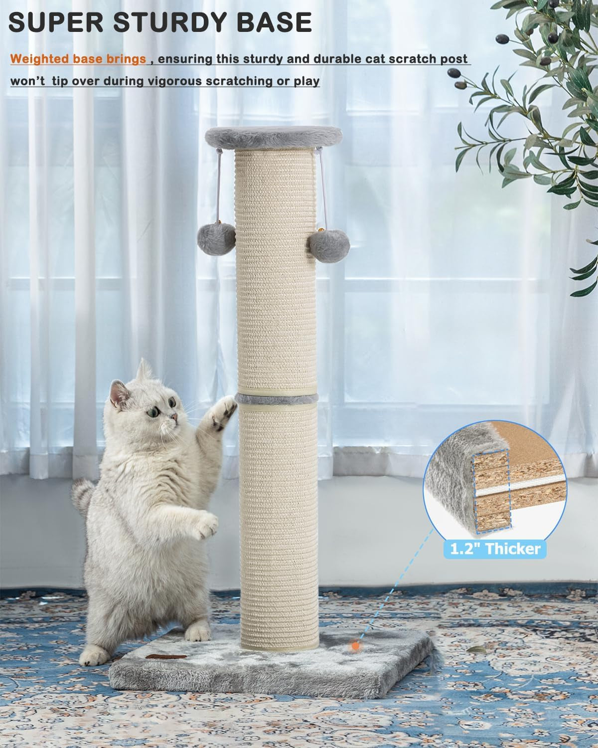 34-cat-scratching-post-with-replaceable-sisal-scratcher-tall-cat-scratch-post-for-indoor-cats-adults-sturdy-and-durable-large-scratching-post-vertical-cat-post-with-hanging-balls