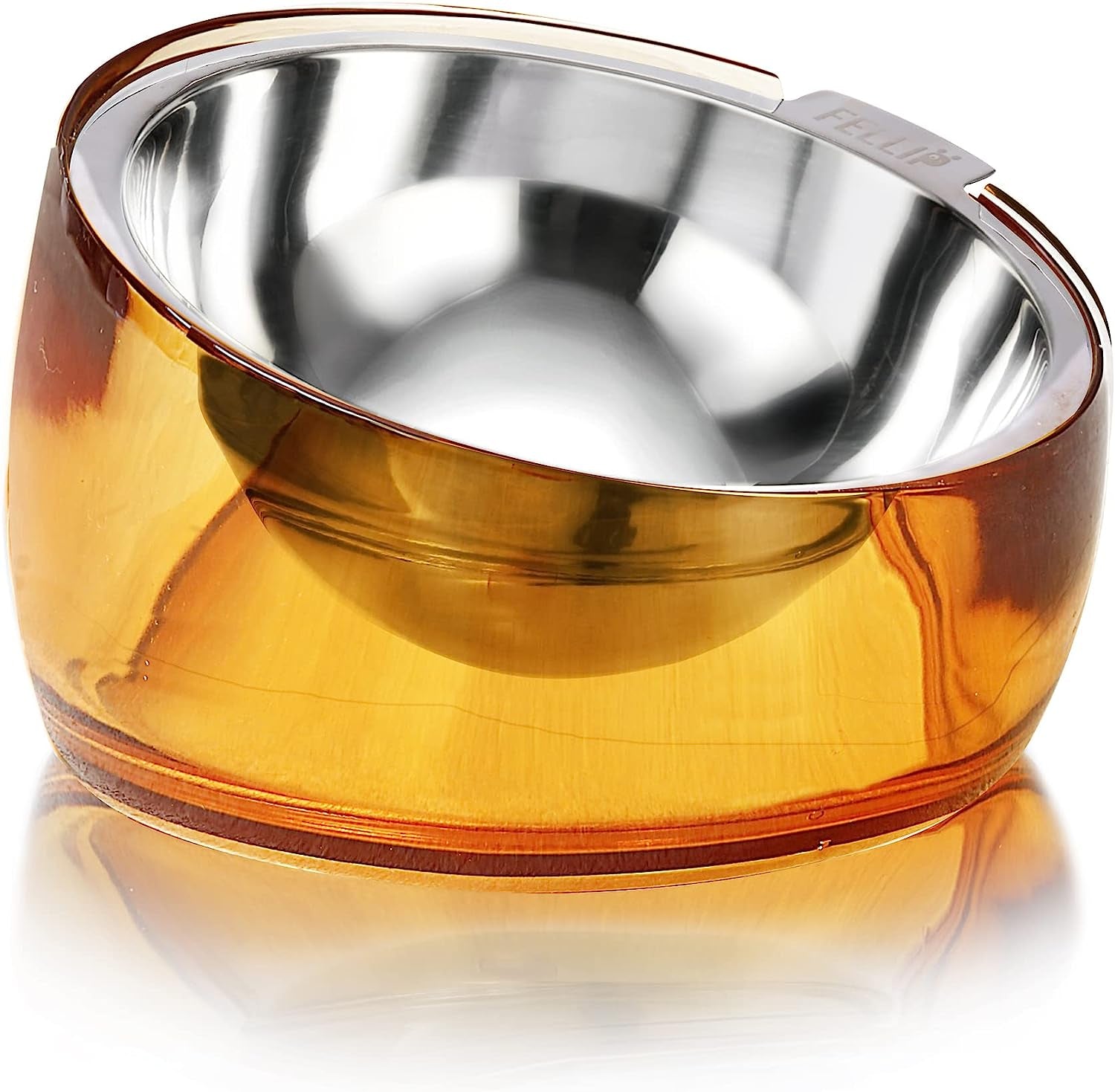 felli-oblik-elevated-cat-bowl-removable-stainless-steel-wide-dish-for-dry-wet-food-feeding-dishwasher-clean-slanted-whisker-fatigue-friendly-metal-plate-classic-0-5-cups-shallow-dish
