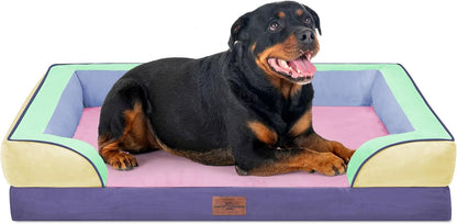 Comfort Expression Orthopedic Dog Bed for Extra Large Dogs with Bolster | Waterproof Dog Couch Bed with Washable Cover & Non-Slip Bottom, Supportive Egg Crate Foam XL Pet Bed, 42X30 Inch205