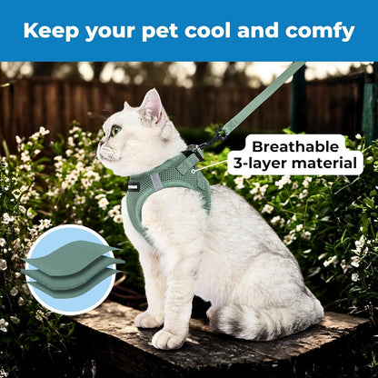 Voyager Step-In Pet Harness - All Weather Mesh, Adjustable Step in Harness for Cats and Dogs by Best Pet Supplies - 307 Set Moss Green, M3