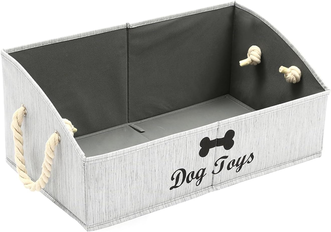 morezi-large-dog-toy-bin-puppy-shallow-toy-basket-dog-toy-storage-perfect-for-living-room-playroom-closet-home-organization-grey-canvas