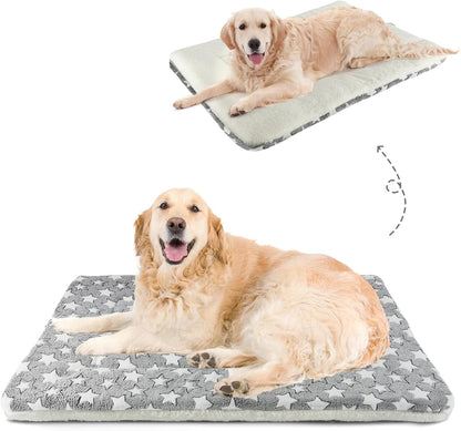 Mora Pets Dog Crate Pad - Ultra Soft Pet Bed with Cute Star Print, Washable Mat for Large Medium Small Dogs, Reversible Fleece Kennel Liner, Cat Bed 23 X 18 Inch Brown8