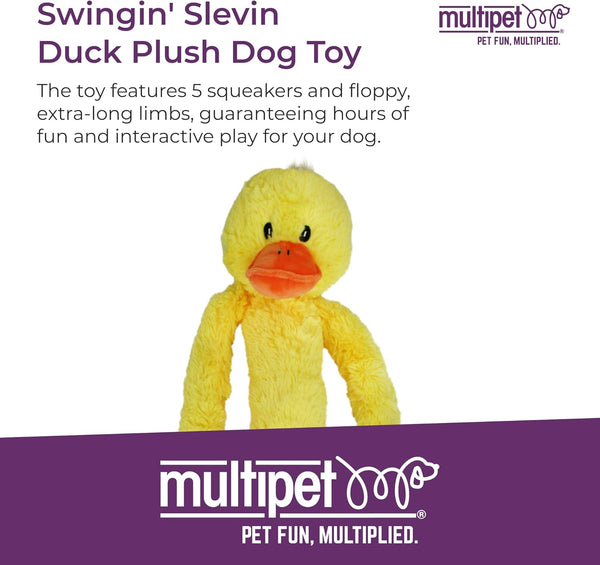 Multipet'S Swingin Slevin XXL Oversized 30-Inch Yellow Duck Plush Dog Toy2