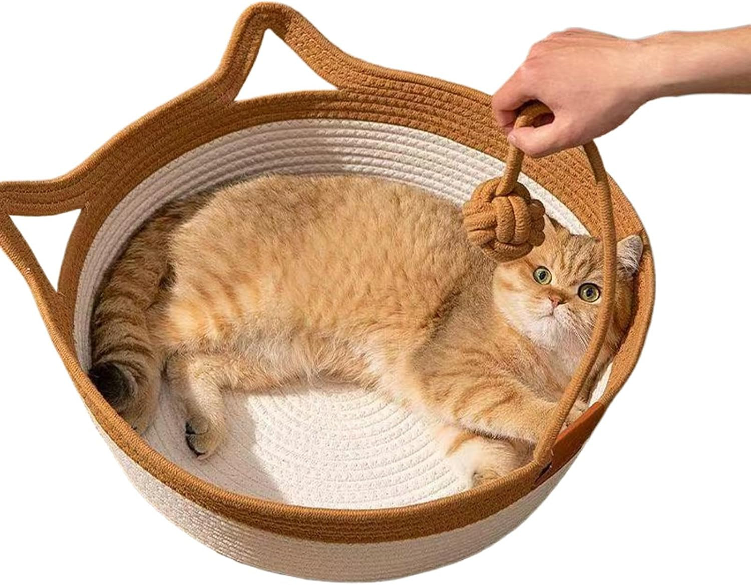 handwoven-cotton-rope-cat-bed-breathable-easy-to-clean-foldable-scratchable-hammock-with-cat-ear-design-with-a-playing-ball-for-kittens-large-brown