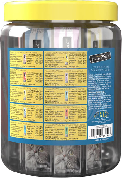 Fussie Cat, 0.5 Ounces Each, 50 Tubes, Ocean Fish Variety 10 Flavors2