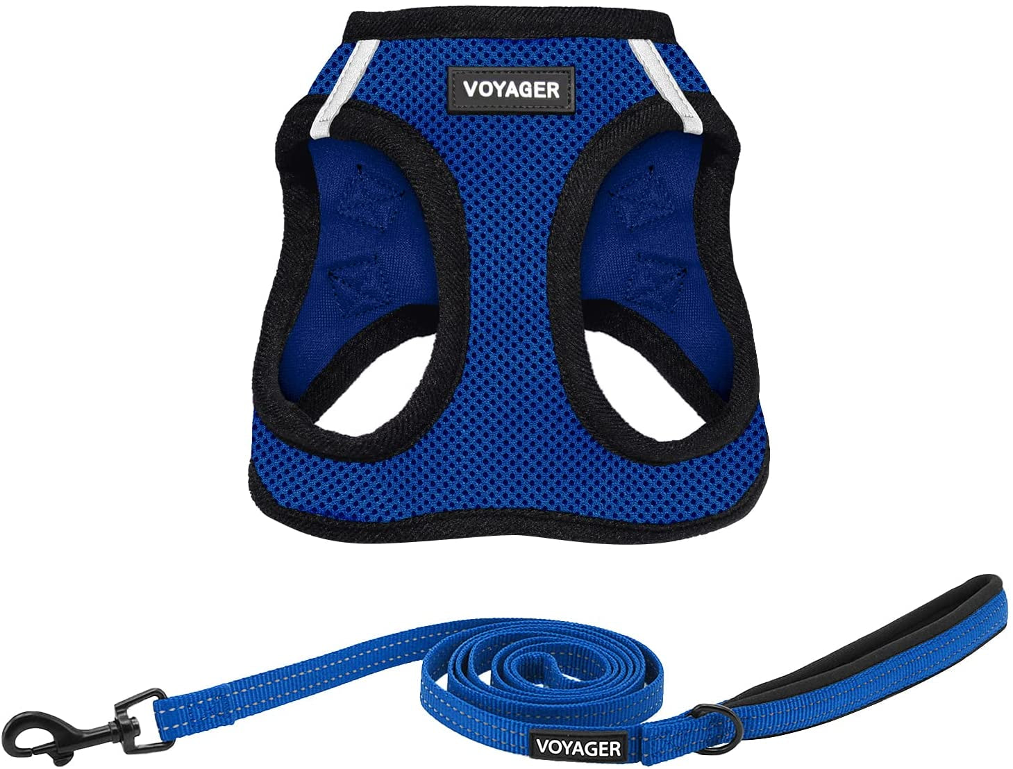 best-pet-supplies-voyager-step-in-air-all-weather-mesh-harness-and-reflective-dog-5ft-leash-combo-with-neoprene-handle-for-small-medium-and-large-breed-puppies-baby-blue-small