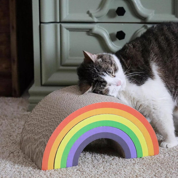 Turbo® by Coastal Rainbow Stack Cat Scratcher, Multi-Color, 12.75" L X 6.5" H X 8" W8