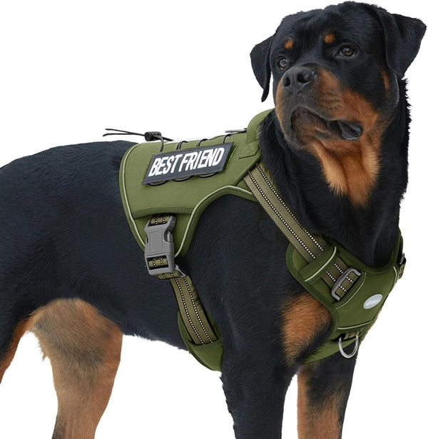 Auroth Tactical Dog Harness for Large Dogs No Pull Adjustable Pet Harness Reflective K9 Working Training Easy Control Pet Vest Military Service Dog Harnesses Army Yellow L50