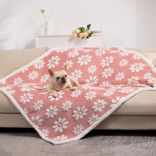 Cute Waterproof Blanket for Dog Cat or Adult, 50"X60", Pink | 3D Textured Flower Pet Blanket for Bed Couch Sofa, Soft Liquid Pee Proof Pet Furniture Protector1
