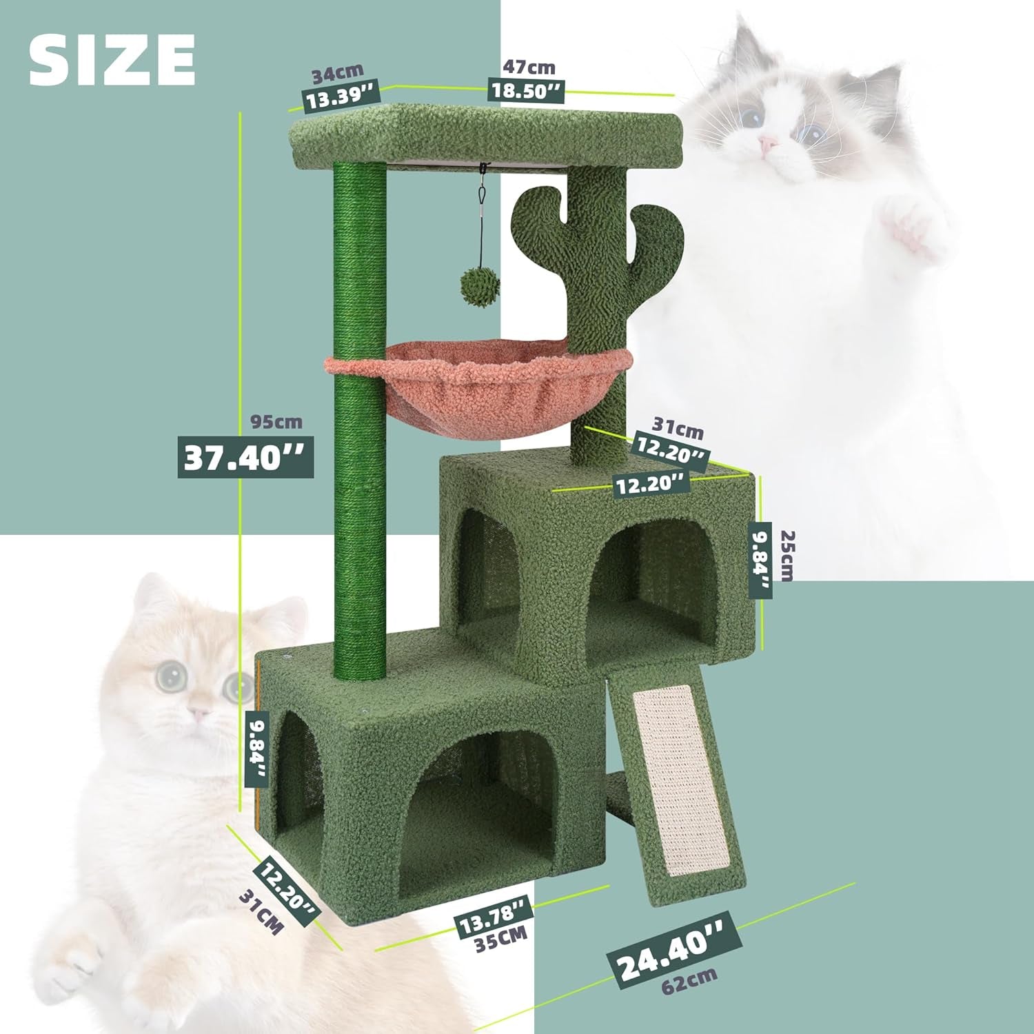 aiwikide-37-4-cactus-cat-tree-tower-with-twin-cat-condos-for-indoor-cats-all-in-one-activity-center-with-cat-scratching-post-cozy-sleeping-perch-hammock-and-toy-balls-green