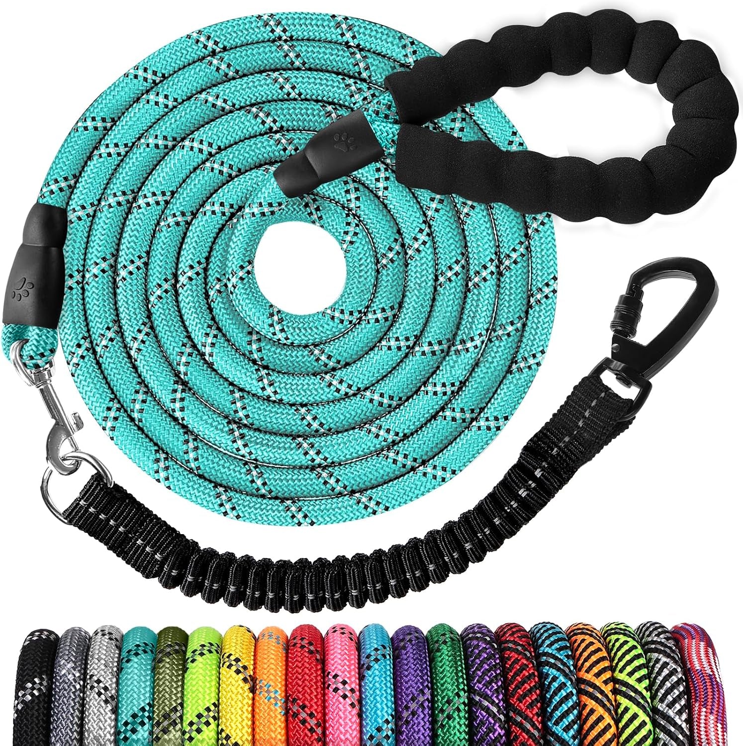 long-dog-leash-15-ft-heavy-duty-rope-leashes-for-dogs-training-with-swivel-lockable-hook-reflective-threads-bungee-and-padded-handle-dog-lead-for-large-small-medium-dogs-outside-walking-hiking