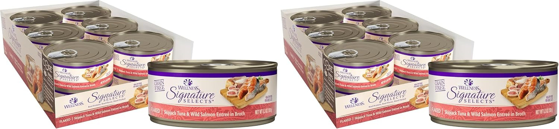 wellness-core-signature-selects-flaked-adult-canned-wet-cat-food-natural-protein-rich-grain-free-skipjack-tuna-and-wild-salmon-entree-recipe-2-8-oz-pack-of-12-cans
