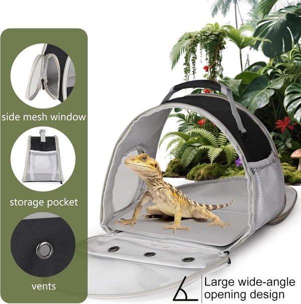Bearded Dragon Travel Carrier,Lizards Carrier, Small Animal Travel Carrier for Sugar Glider Hedgehog Rat Parrot Bird Guinea Pig, Portable Guinea Pig Travel Bag for 24