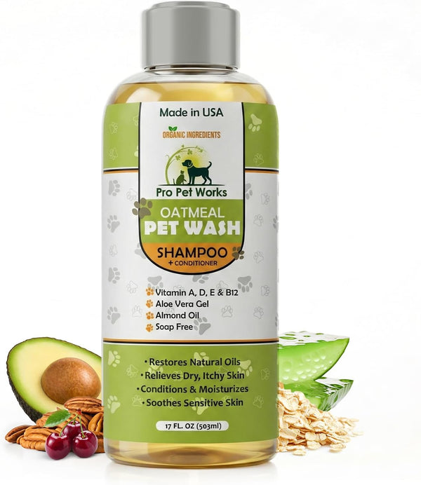 Oatmeal Dog Shampoo and Conditioner for Allergies, Itching and Sensitive Skin - Smelly, Itchy Pet Cleaning Supplies - Puppy Wash, anti Itch and Dandruff, All Natural Formula - with Omega 3'S1
