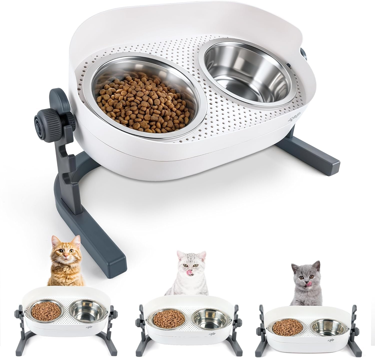 all-for-paws-height-adjustable-cat-elevated-bowls-stainless-steel-dog-food-water-bowls-height-adjustable-cat-feeder-mess-proof-pet-feeding-bowls-for-small-to-large-size-cats