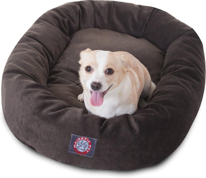Majestic Pet 40 Inch Micro Velvet Calming Dog Bed Washable – Cozy Soft round Dog Bed with Spine for Head Support - Fluffy Donut Dog Bed 40X29X9 (Inch) – round Pet Bed Large – Pearl26