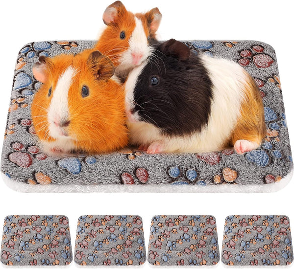 Tuanse 4 Pack Ultra Soft Dog Cat Bed Mat Small Animal Guinea Pig Bed with Cute Print Reversible Fleece Dog Crate Kennel Pad Cozy Washable Thickened Hamster Pet Beds Mat(13 X 19 Inches,Light Gray)20